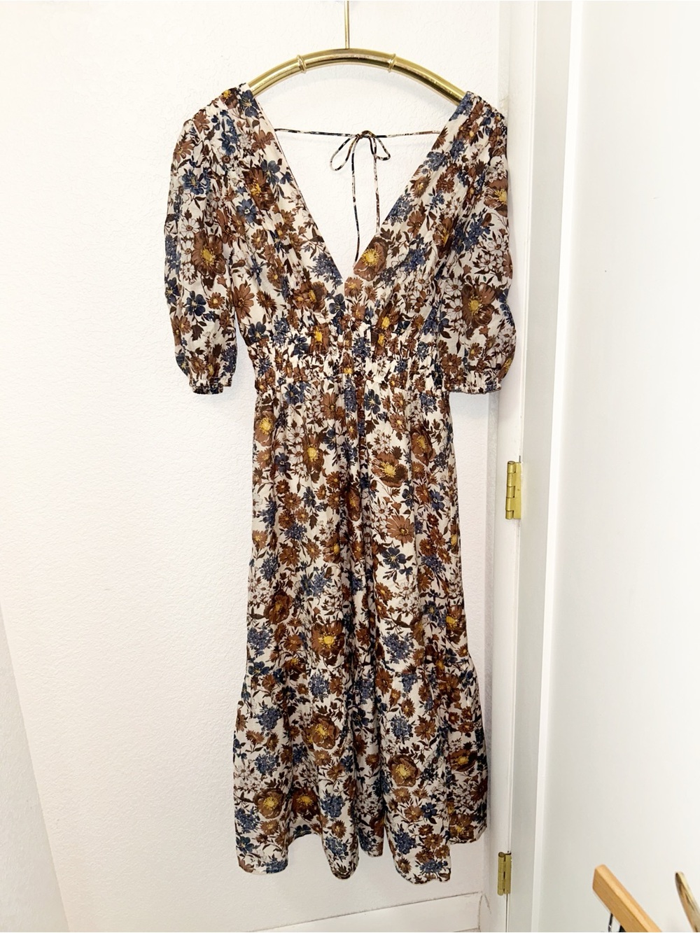 ABERCROMBIE The Prairie Style Brown Floral Tiered Maxi Dress SZ: Medium Petite